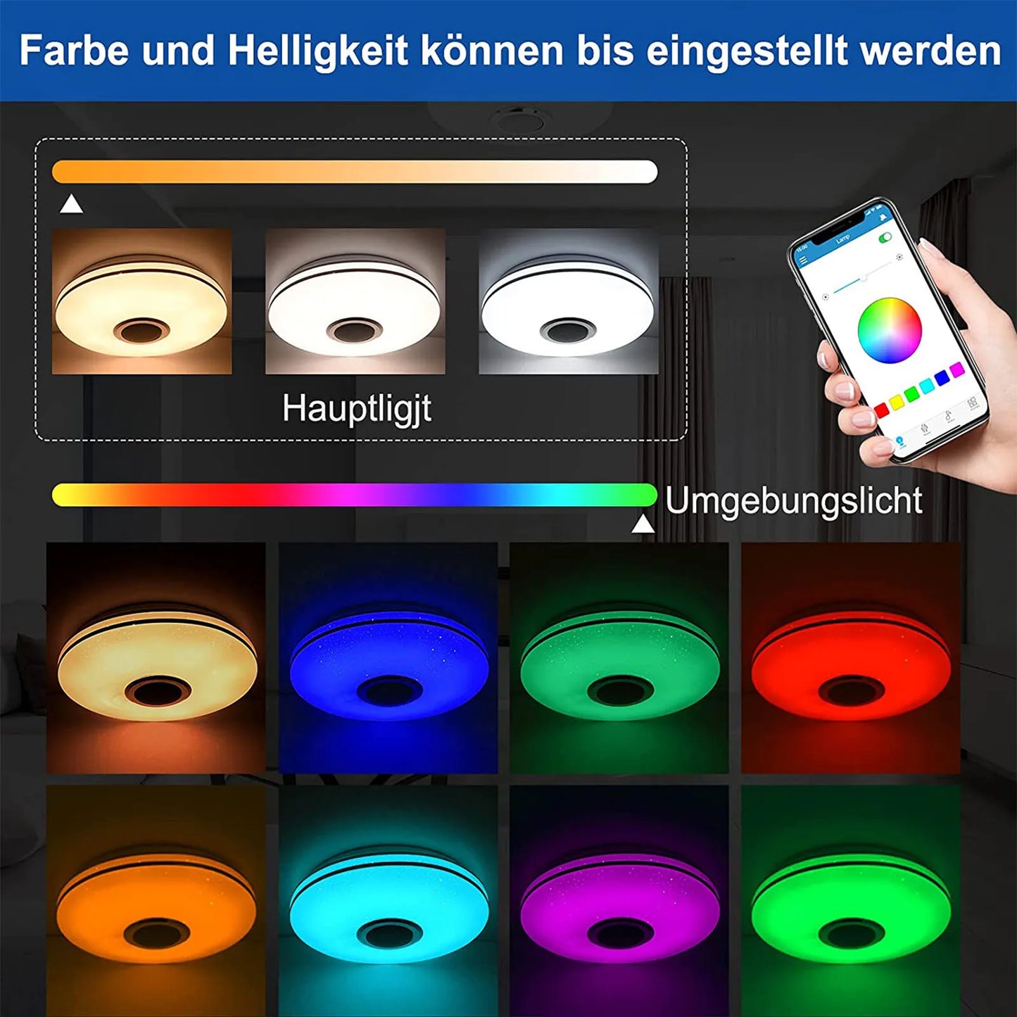 FORHOMY LED Deckenleuchte – RGB, Dimmbar, Bluetooth & APP