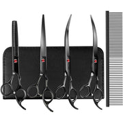 Hundehaarschere Professionelle 7,0 Zoll mit Ausdünnung Schere für die Pflege Curved Haustier Haarschere