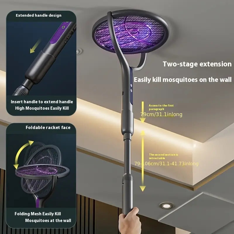 Elektrische Fliegenklatsche mit Teleskopgriff – UV-Licht, Wiederaufladbar