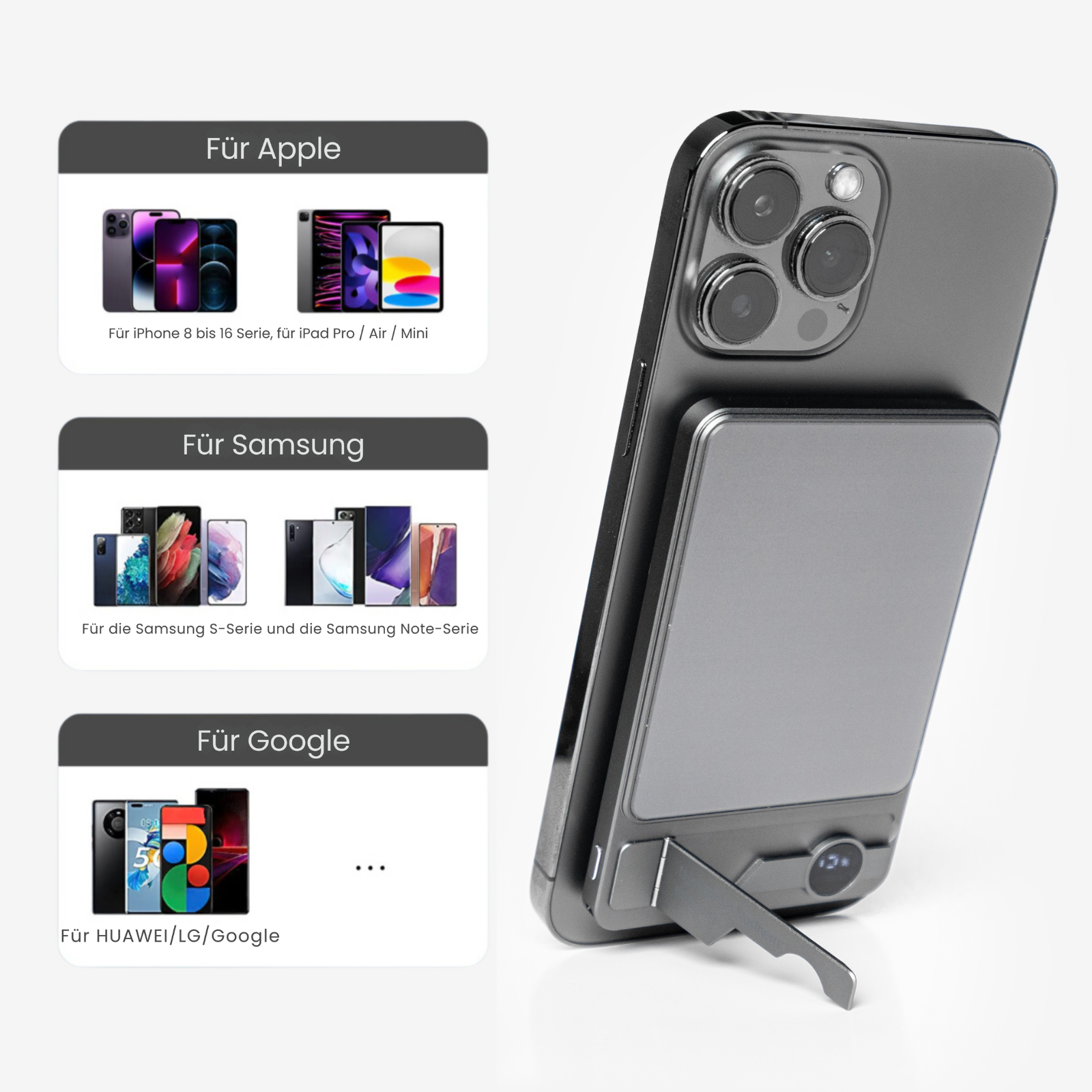 Magnetische Powerbank 20W Magnetische – Ultrakompakt, 5000 mAh, Kabellos & Qi-kompatibel NordCharge + SlimCharge
