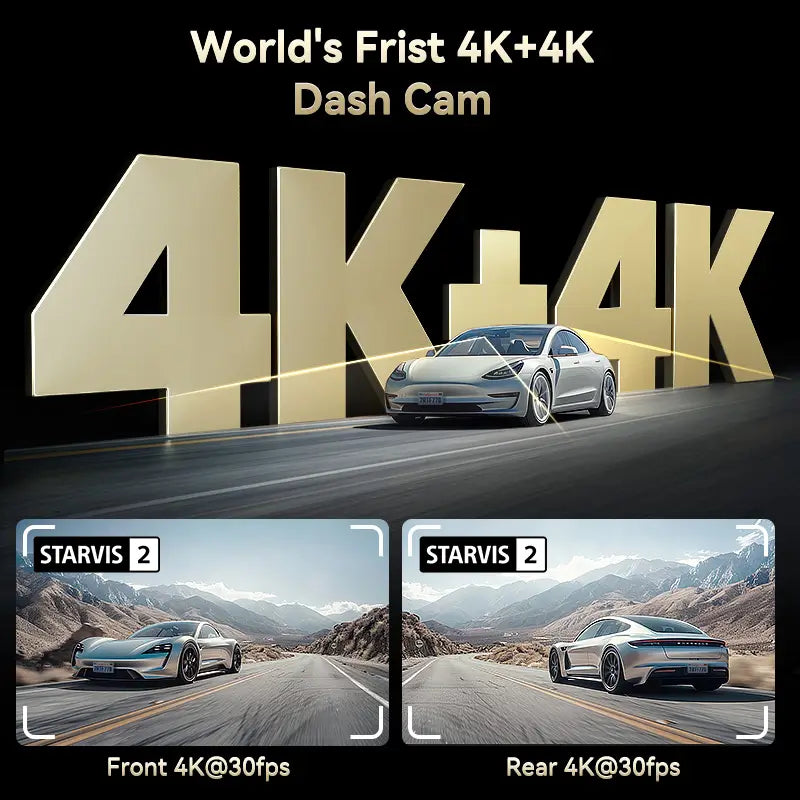 F77 Dual 4K Dashcam mit SONY STARVIS 2 IMX678 – Front- und Rückkamera, Sprachsteuerung, 5.8GHz WLAN, Nachtsicht