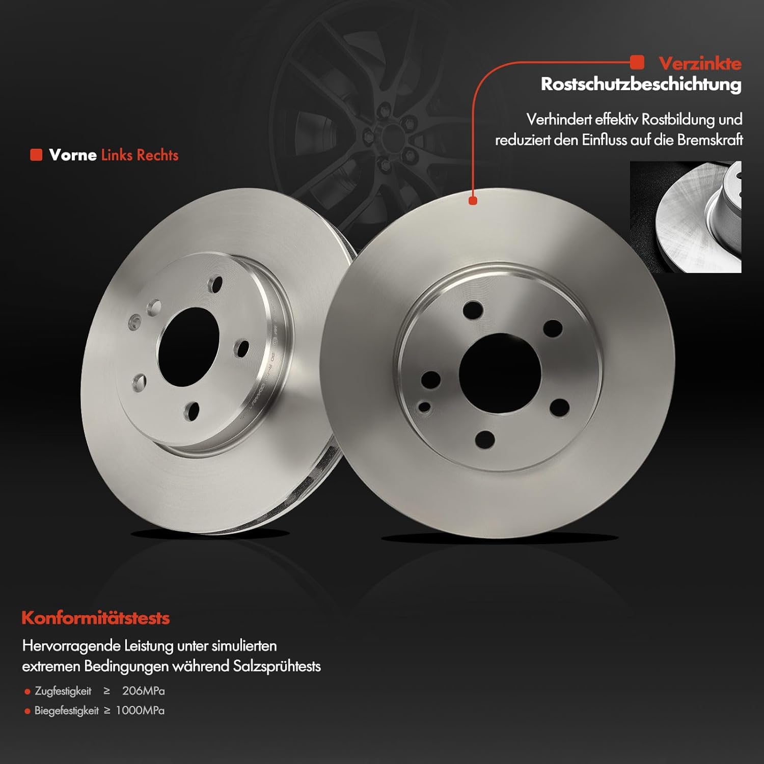 2x Bremsscheiben + 4x Bremsbeläge Vorderachse mit Bremsfett für Mercedes E-Klasse W211/S211 (2002-2009) – Ersatz für 0034209920