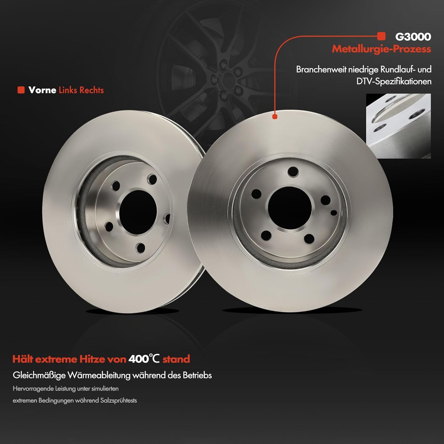 2x Bremsscheiben + 4x Bremsbeläge Vorderachse mit Bremsfett für Mercedes E-Klasse W211/S211 (2002-2009) – Ersatz für 0034209920
