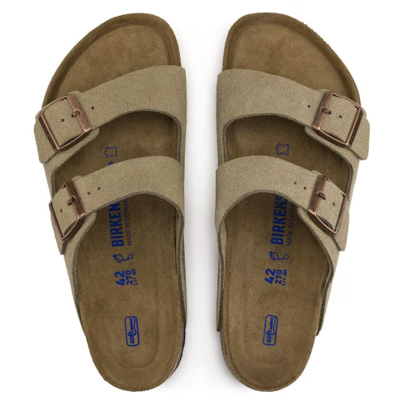 Arizona | Veloursleder Taupe – Bequeme Sandalen mit Weichem, Anatomisch Geformtem Fußbett