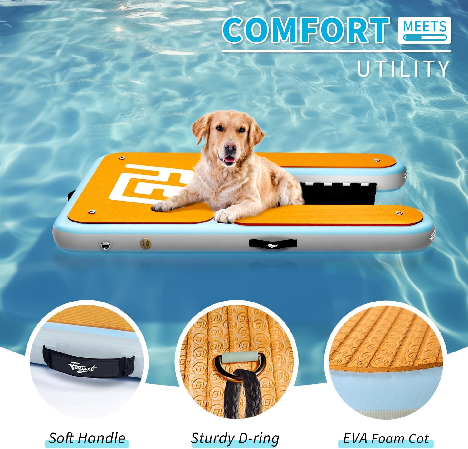 Hunde-Wasserrampe aufblasbar 152×102 cm