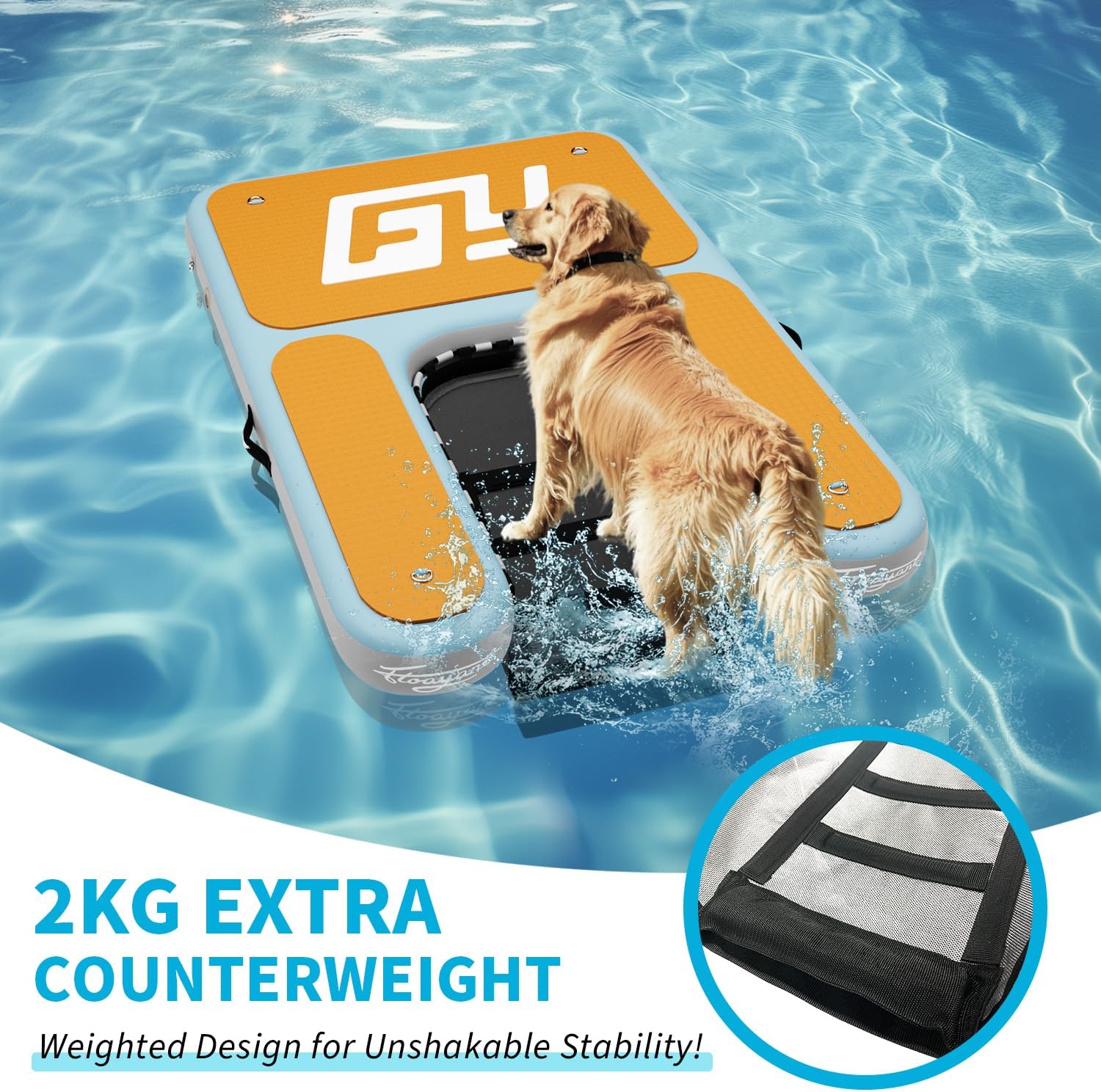 Hunde-Wasserrampe aufblasbar 152×102 cm