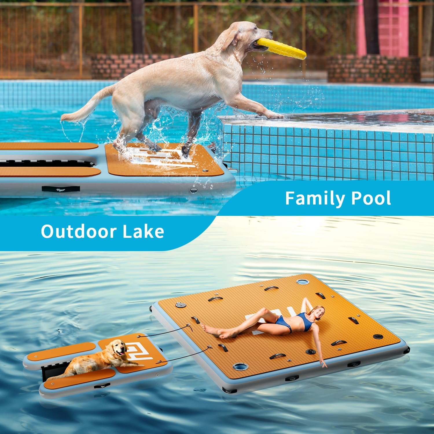Hunde-Wasserrampe aufblasbar 152×102 cm
