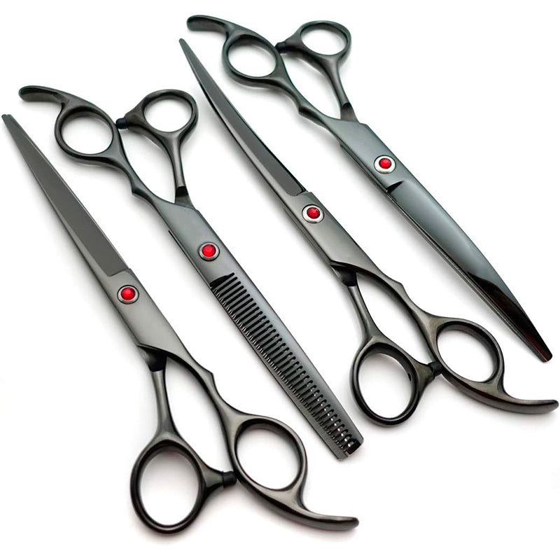 Hundehaarschere Professionelle 7,0 Zoll mit Ausdünnung Schere für die Pflege Curved Haustier Haarschere