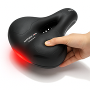 Bequemer Fahrradsattel mit LED-Rücklicht • Extra breite, stoßdämpfende Sattelkomfort