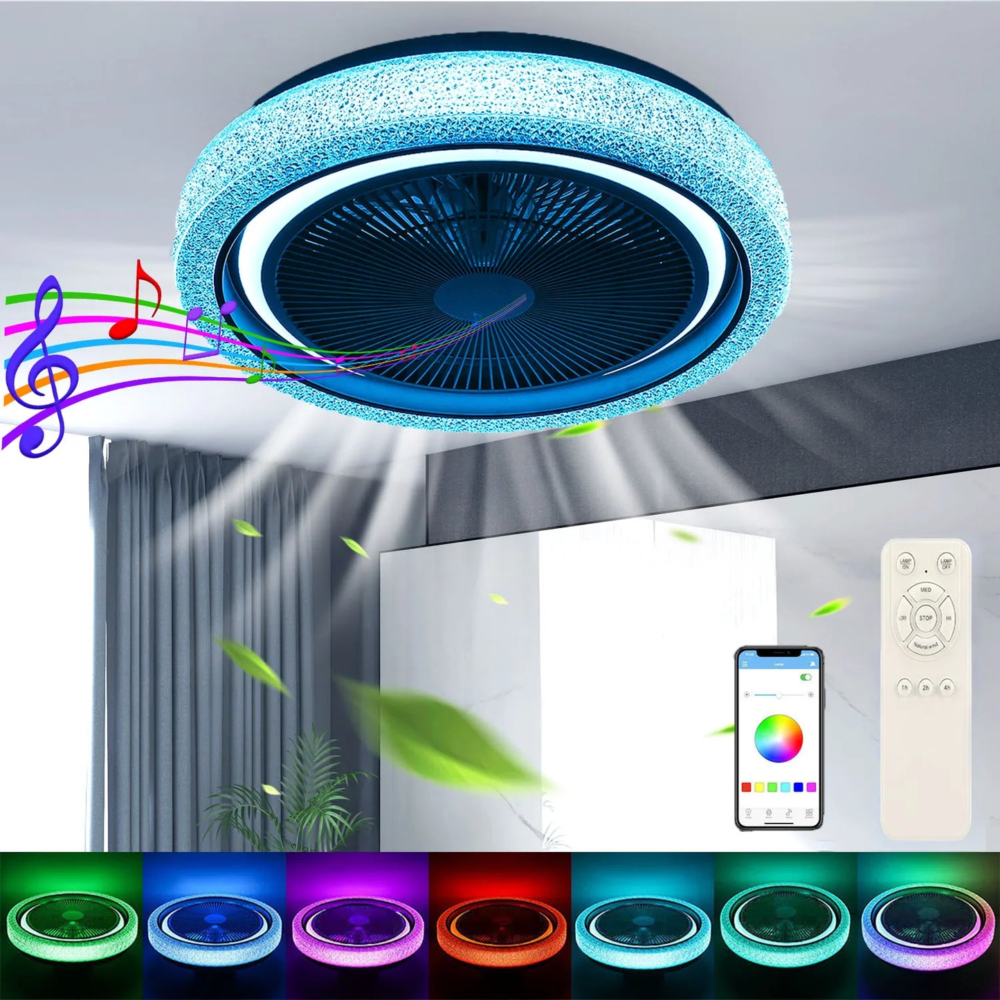 LED Deckenventilator mit Licht – RGB, Dimmbar, Fernbedienung