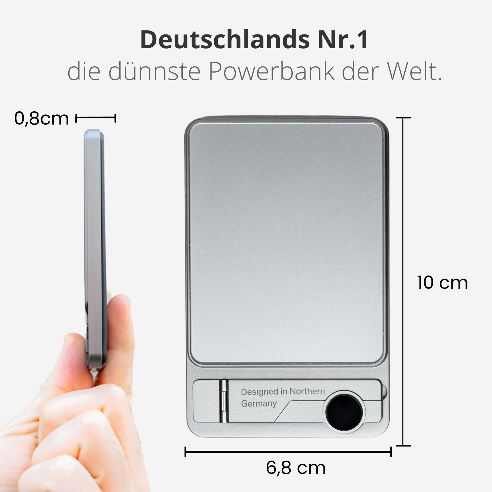Magnetische Powerbank 20W Magnetische – Ultrakompakt, 5000 mAh, Kabellos & Qi-kompatibel NordCharge + SlimCharge