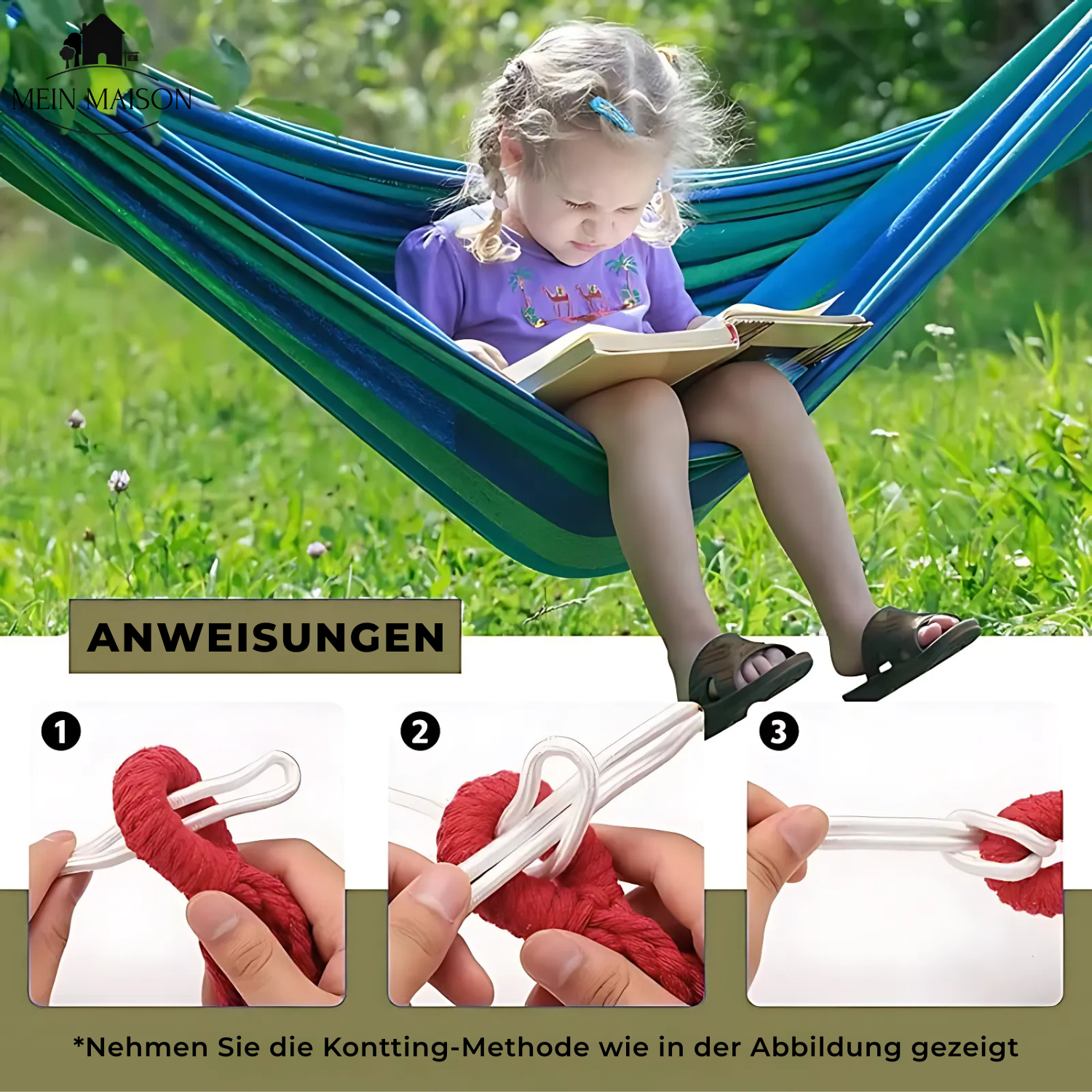RelaxoLounge Hängematte | Robustes Canvas | Anti-Rutsch-Design | Tragkraft 200 kg