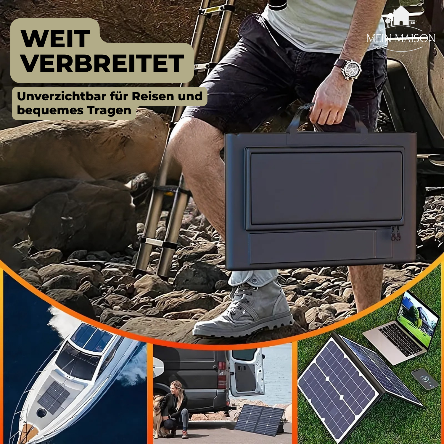 SolaraX 1000W Faltbares Solarpanel Kit | Komplettset mit MPPT & USB/Type-C | Für Camping, Auto, Boot & Caravan