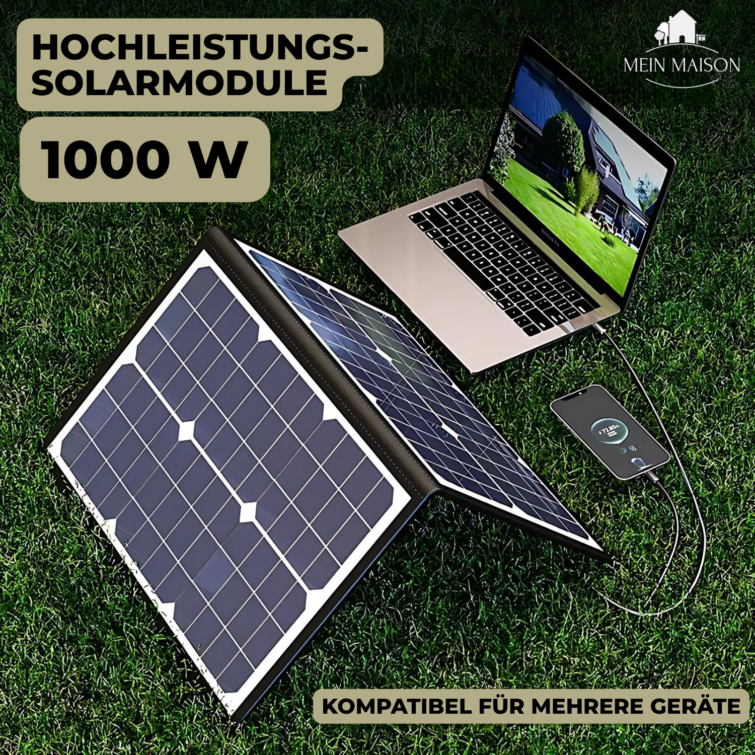 SolaraX 1000W Faltbares Solarpanel Kit | Komplettset mit MPPT & USB/Type-C | Für Camping, Auto, Boot & Caravan