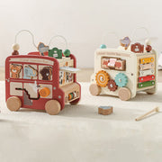 Montessori 5-in-1 Wooden Activity Bus – Play, Learn, and Grow