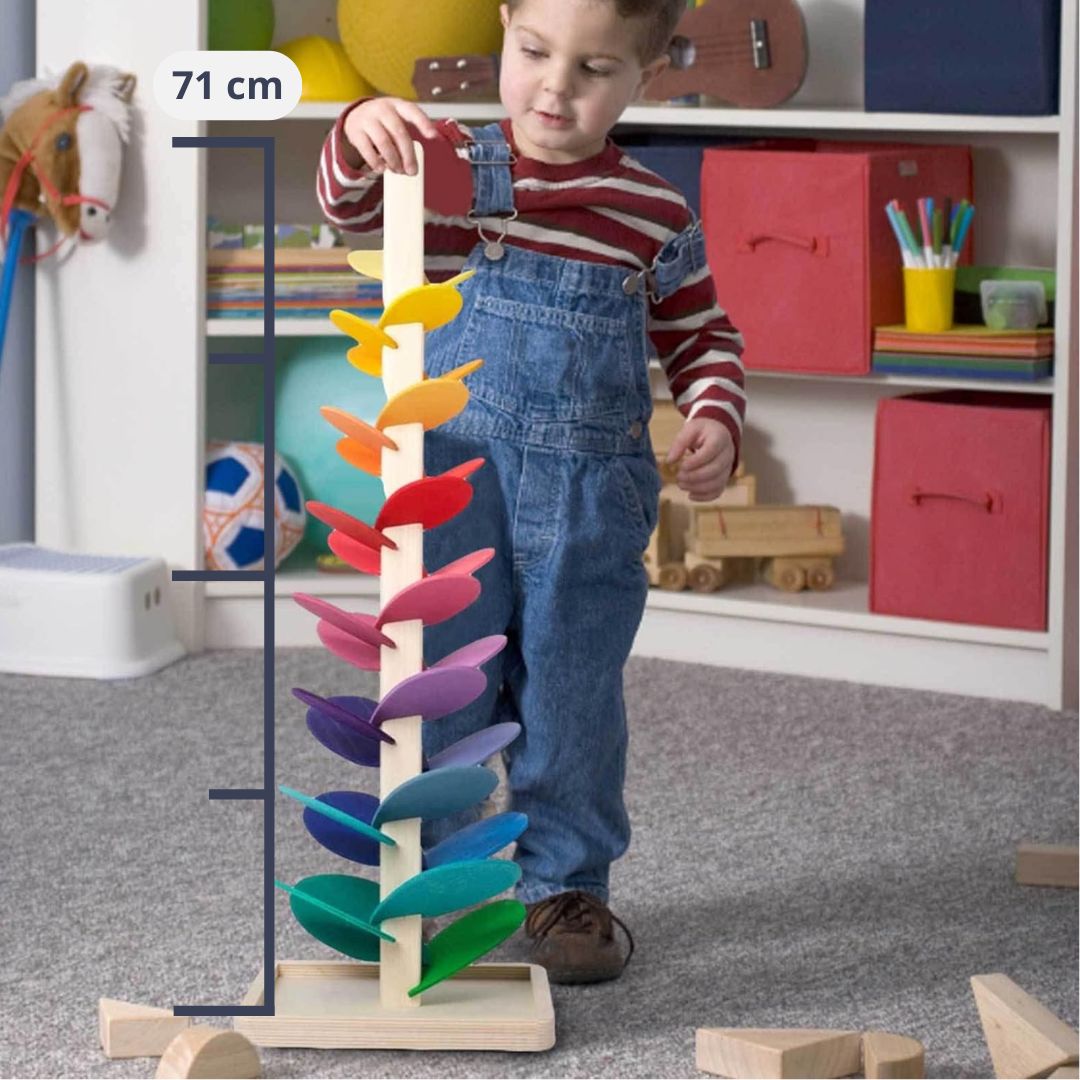 Regenbogen-Murmelturm – Kreatives Holzspielzeug – Montessori spielzeug - Fördert Farben & Klänge