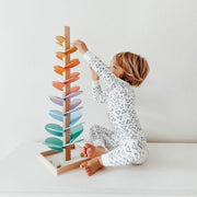 Regenbogen-Murmelturm – Kreatives Holzspielzeug – Montessori spielzeug - Fördert Farben & Klänge