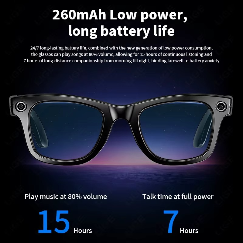 Intelligente Brille mit Kamera, Bluetooth, KI-Assistent & Musikfunktion