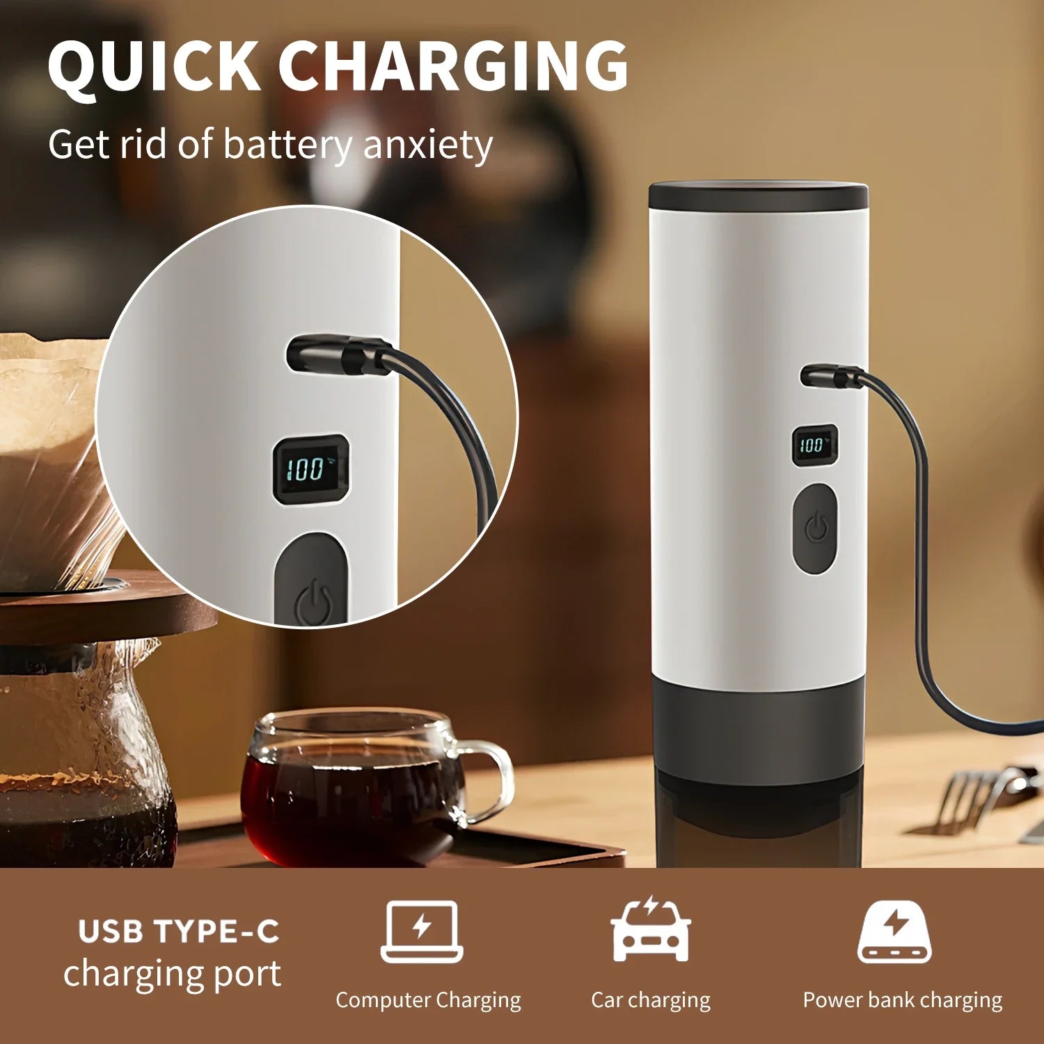BrewGo™ – 3-in-1 Kabellose Tragbare Espressomaschine, 7800 mAh