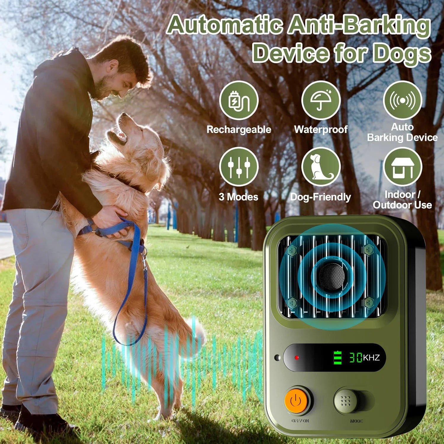 BelloGuard™ – Ultraschall Hunde Bellen Stopper Schwarz-Grün