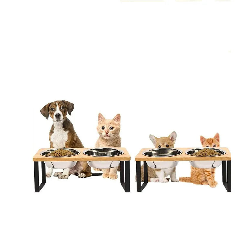 Erhöhte Bambus Futterstation für Hunde & Katzen