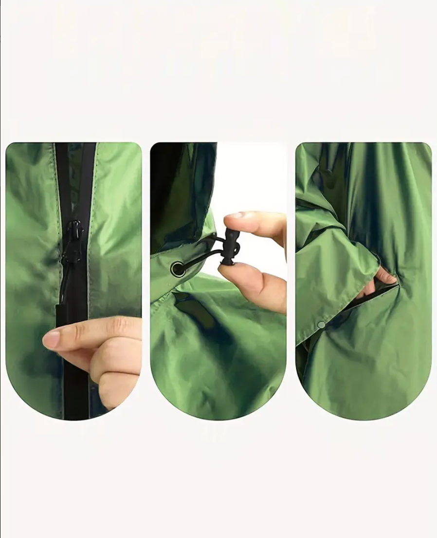 Regenponcho Grün – Unisex, Wasserdicht