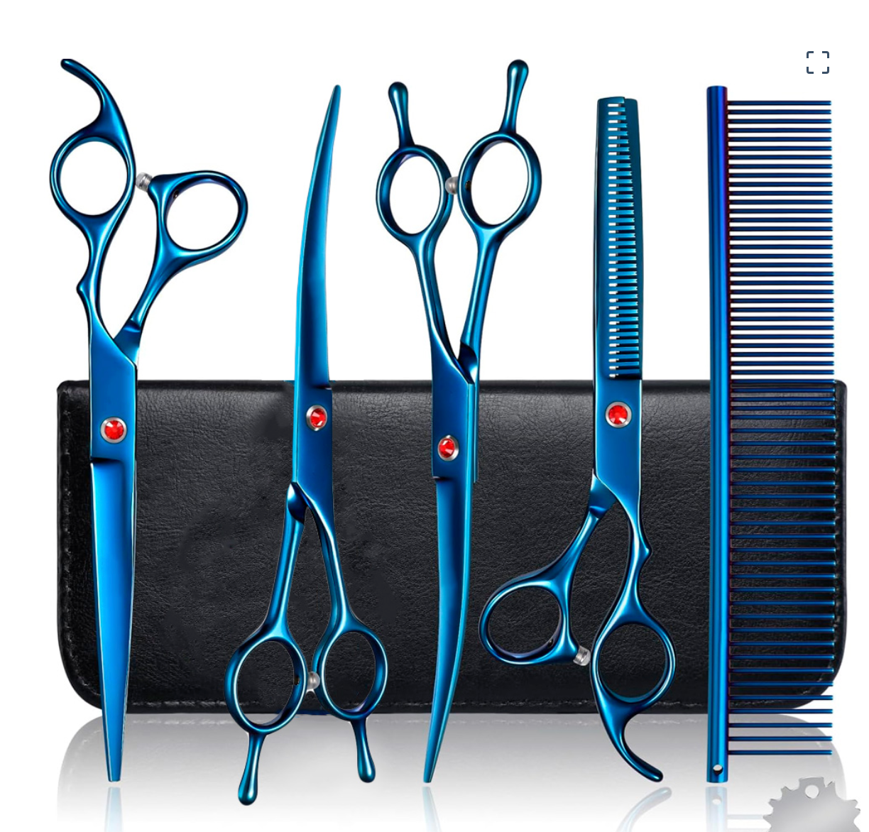 Hundehaarschere Professionelle 7,0 Zoll mit Ausdünnung Schere für die Pflege Curved Haustier Haarschere
