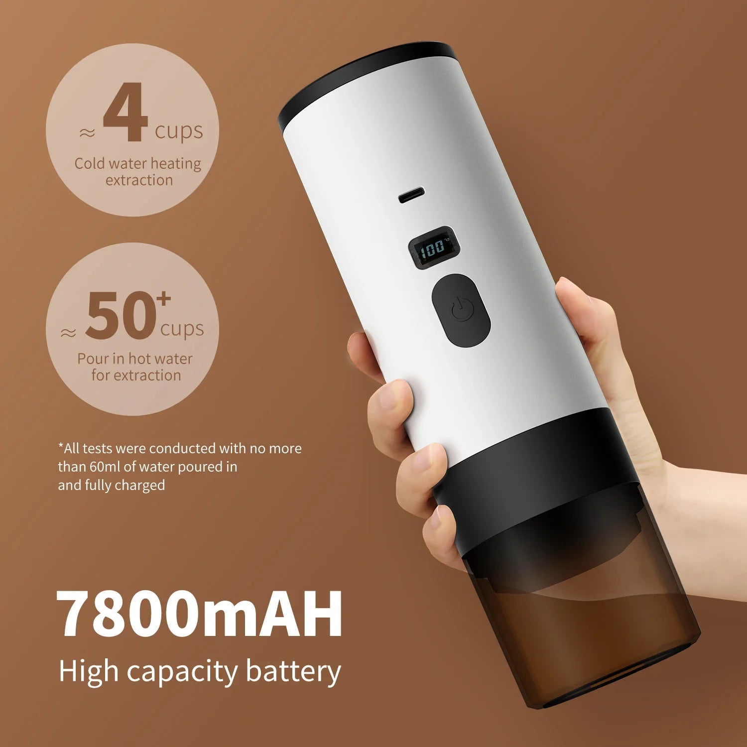 BrewGo™ – 3-in-1 Kabellose Tragbare Espressomaschine, 7800 mAh