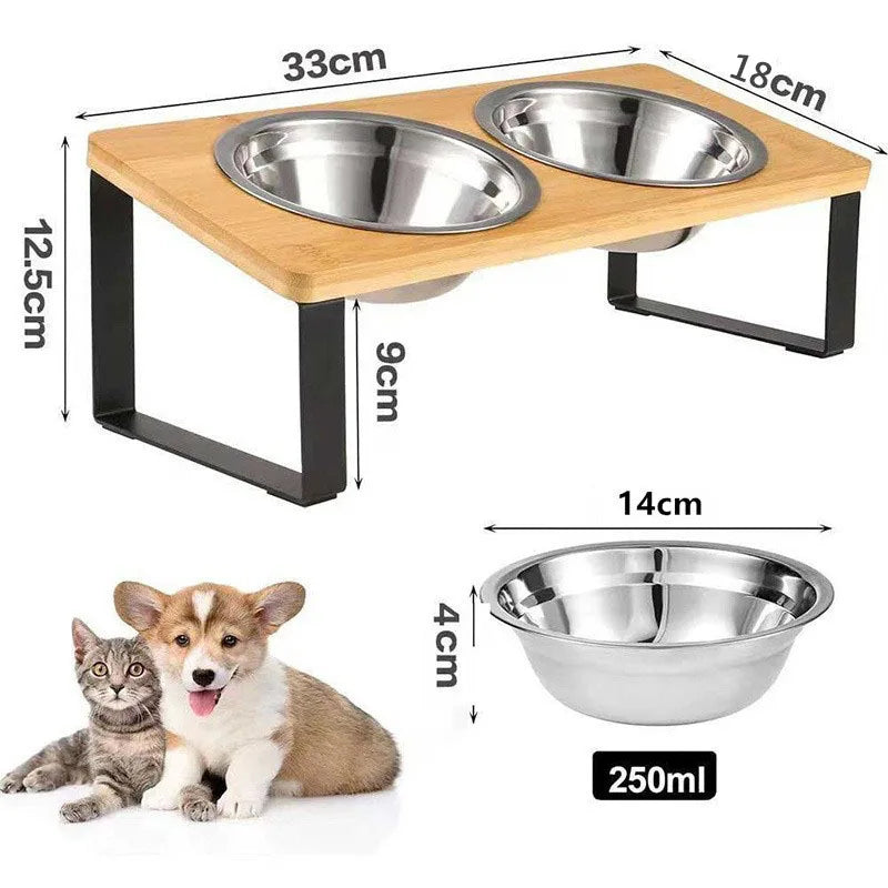 Erhöhte Bambus Futterstation für Hunde & Katzen