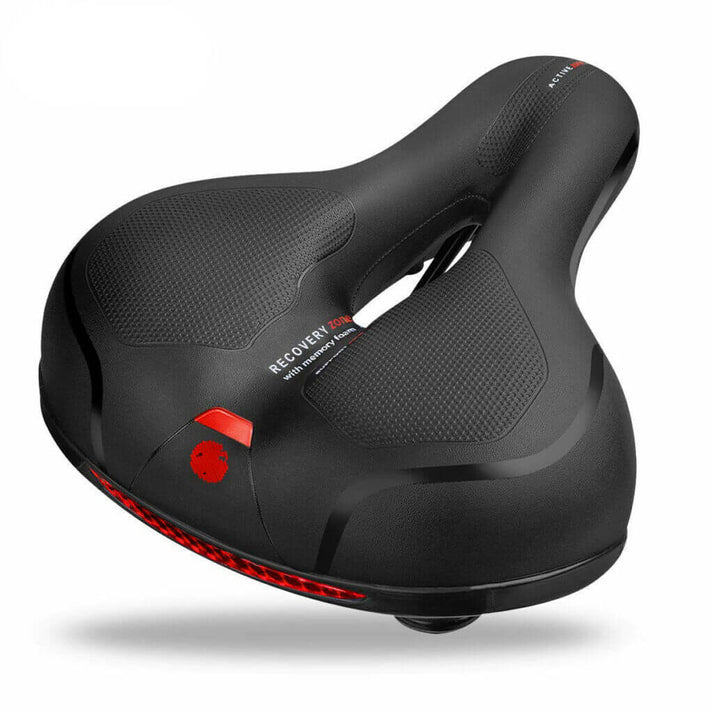 Bequemer Fahrradsattel mit LED-Rücklicht • Extra breite, stoßdämpfende Sattelkomfort