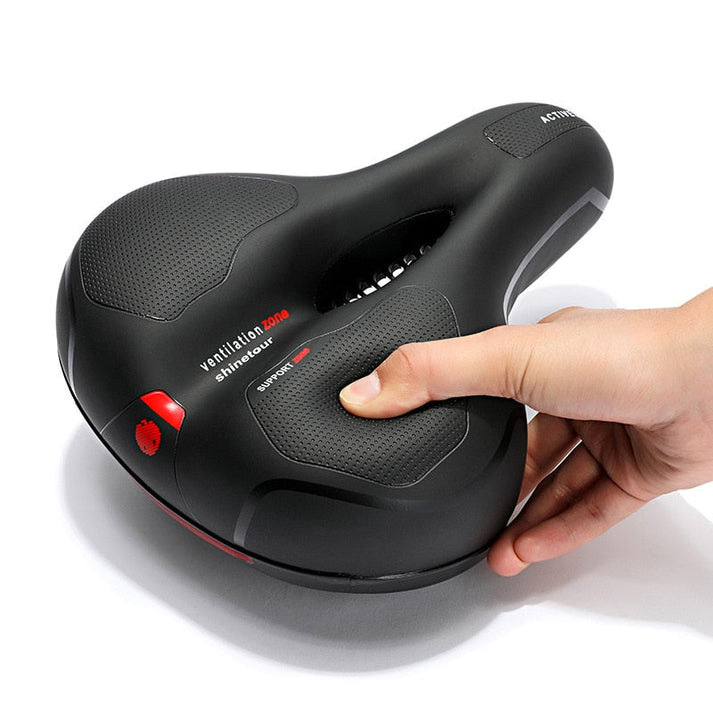 Bequemer Fahrradsattel mit LED-Rücklicht • Extra breite, stoßdämpfende Sattelkomfort